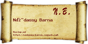 Nádassy Barna névjegykártya